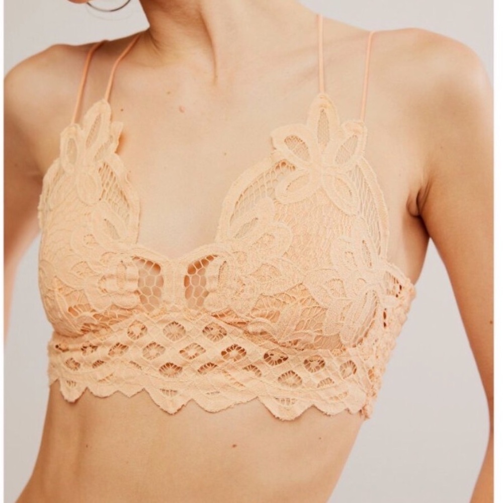 Fp One Lace Unpadded Adjustable Strap Bralette in Peach Medium
